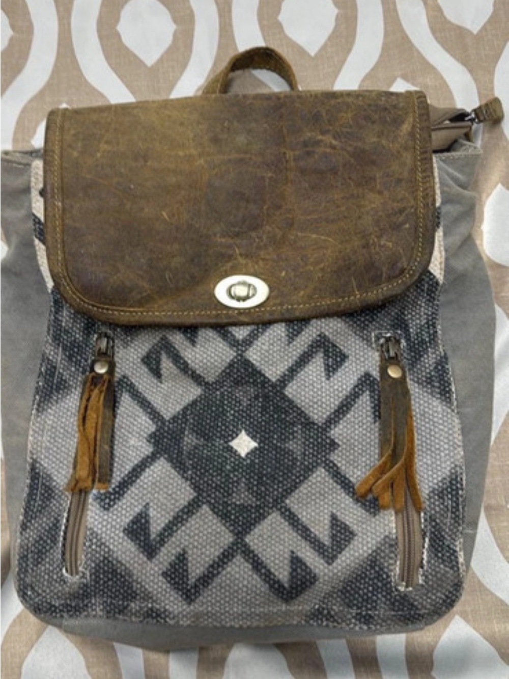 Myra Bag Felicity Brown and Tan Leather Backpack